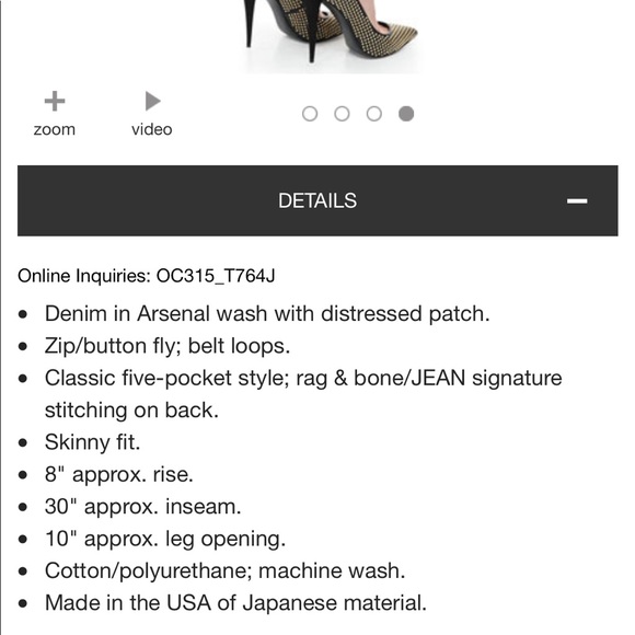 Rag & Bone skinny in arsenal size 25. Never worn. - Picture 7 of 7